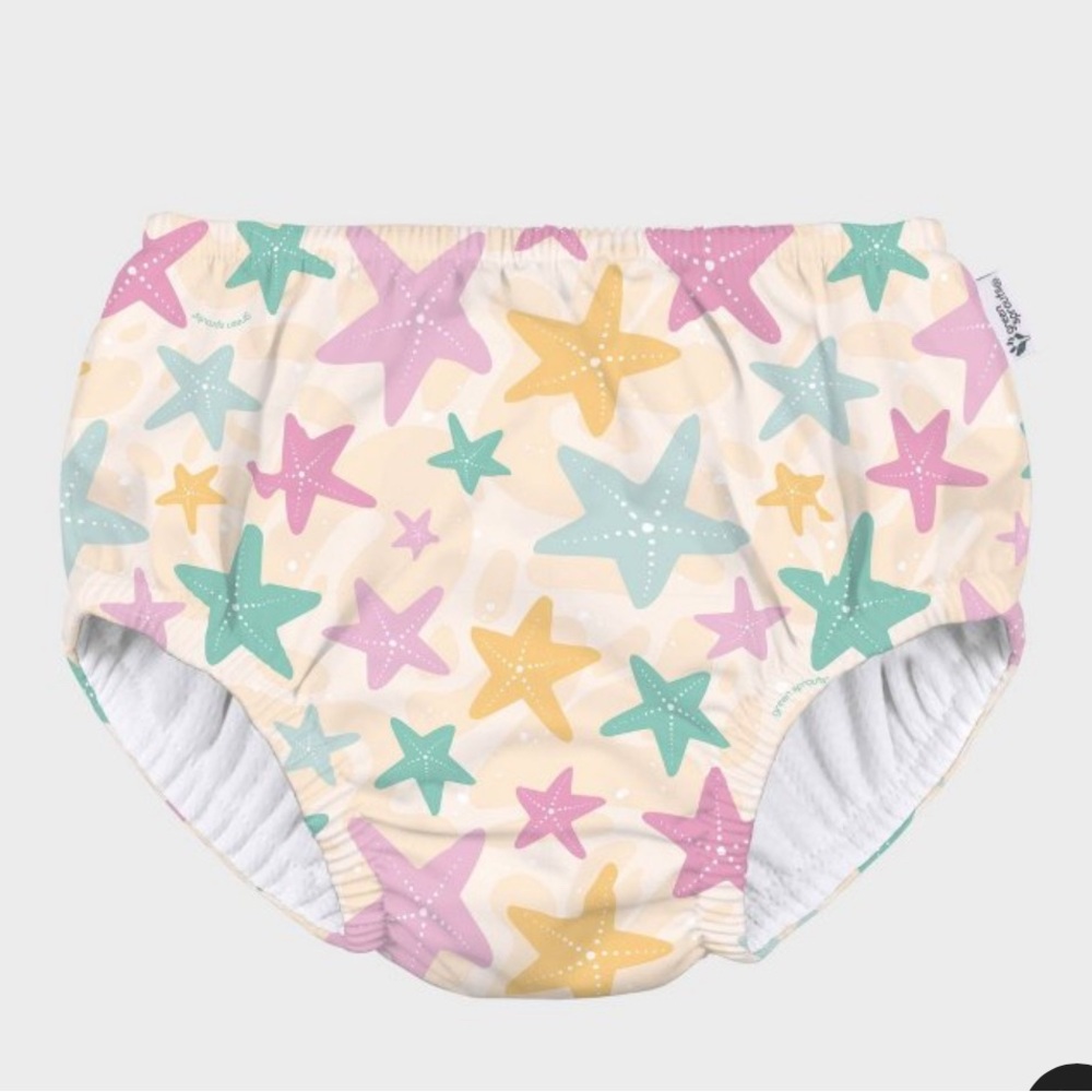 Baby Reusable Pink and Yellow Swim Diaper Covers with Playful Design